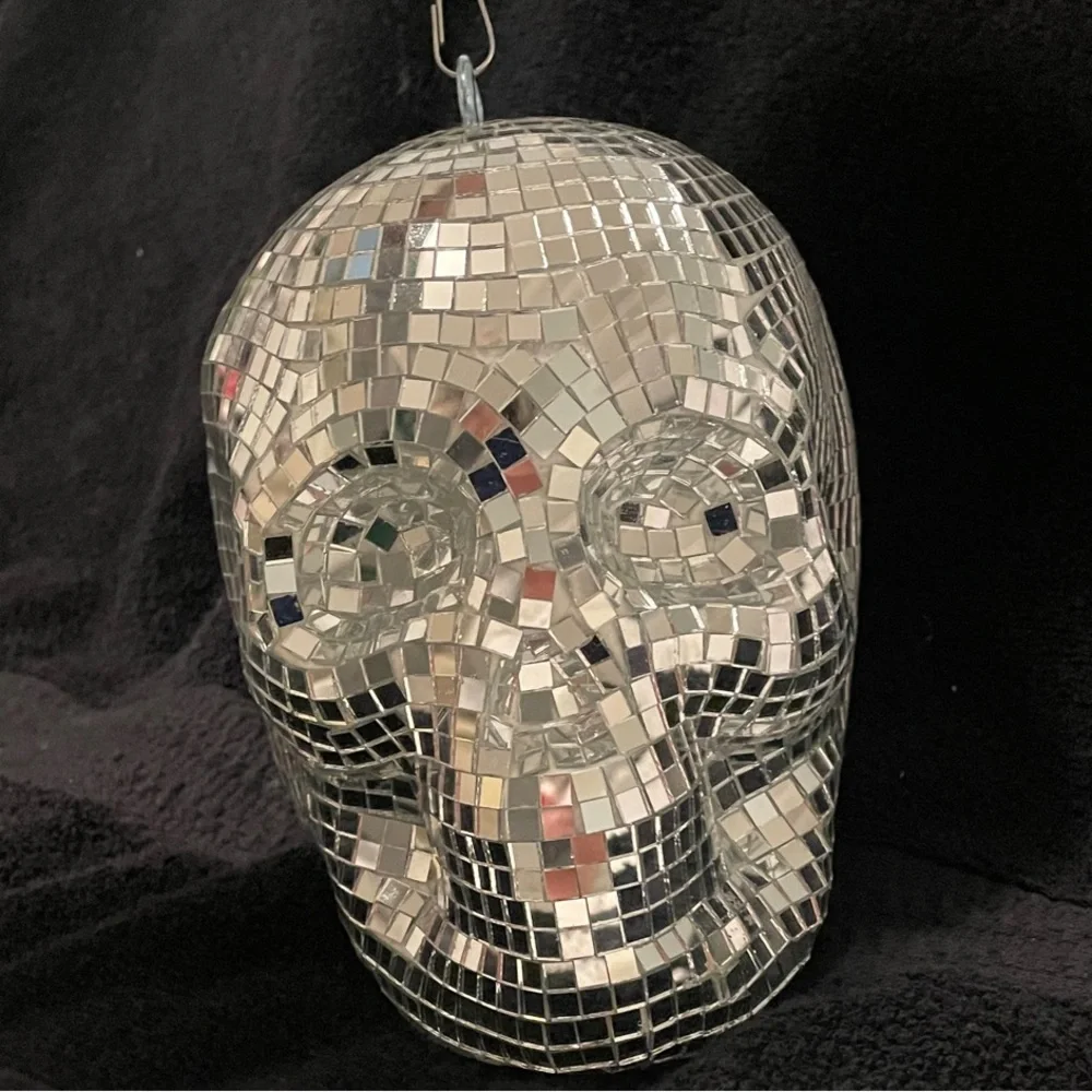 Silver Disco ball Skull Hanging Decor new unused